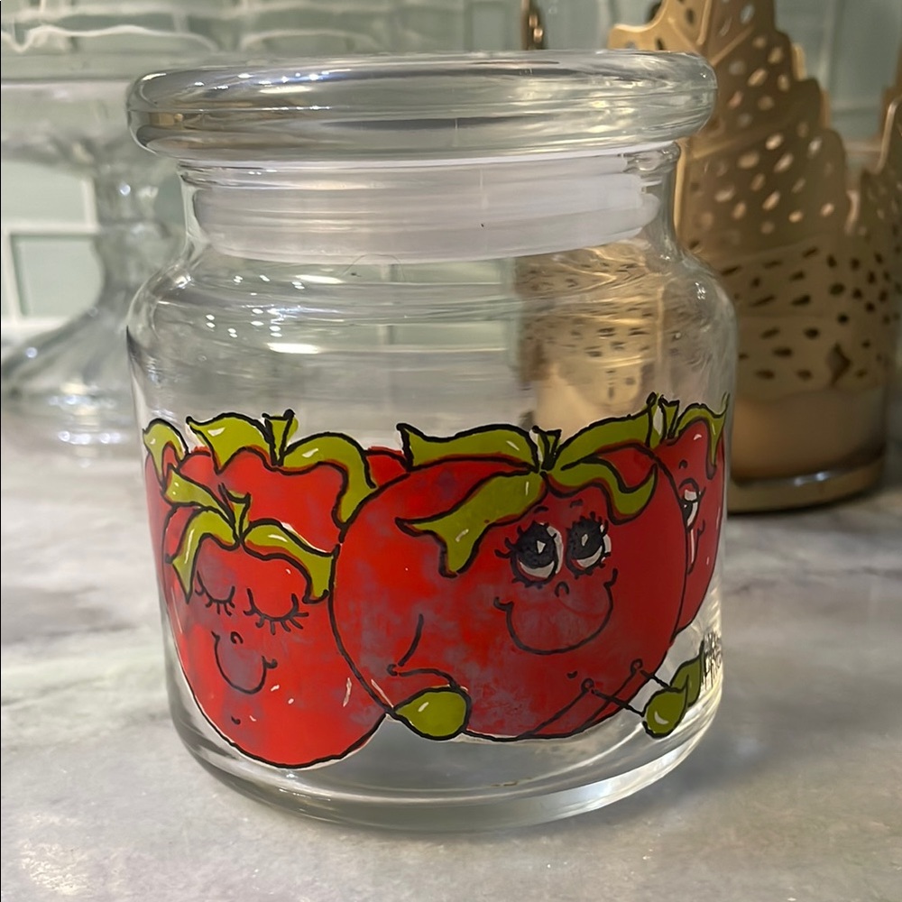 Retro Anamorphic Tomato Design Glass Jar